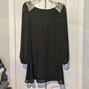 Black Long Sleeve Shift Dress with Sequins Size Medium